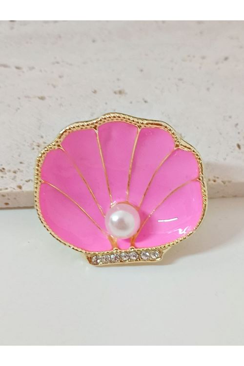 Pembe İncili Midye Şık Broş