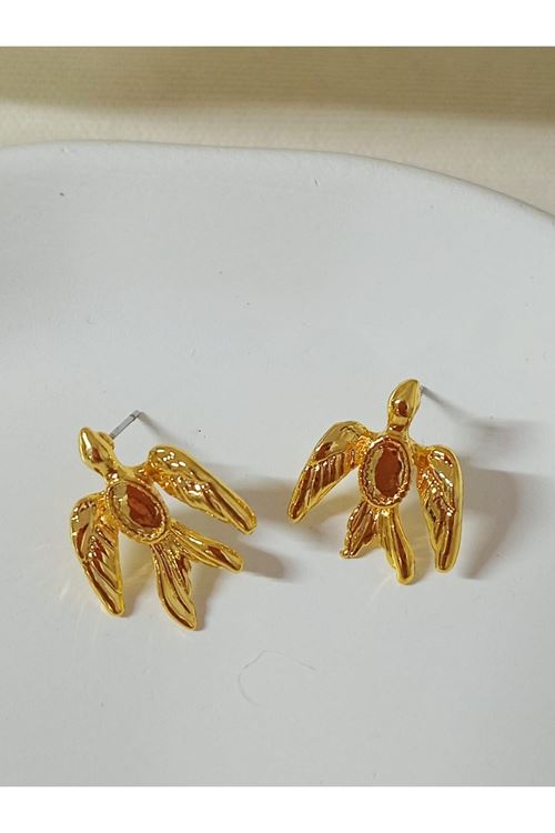 Gold Kuş Küçük Hafif Kadın Küpe