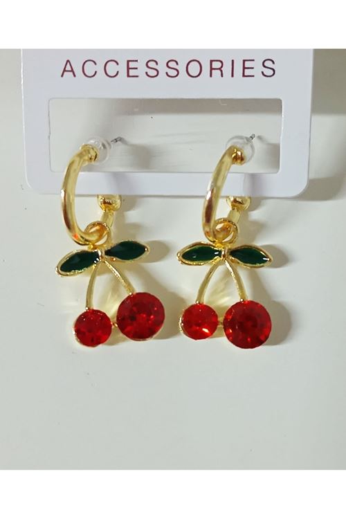 Gold Kiraz Sallantılı Küçük Kadın Küpe