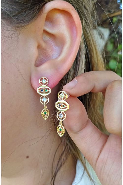 Gold Element Taşlı Hafif Küpe