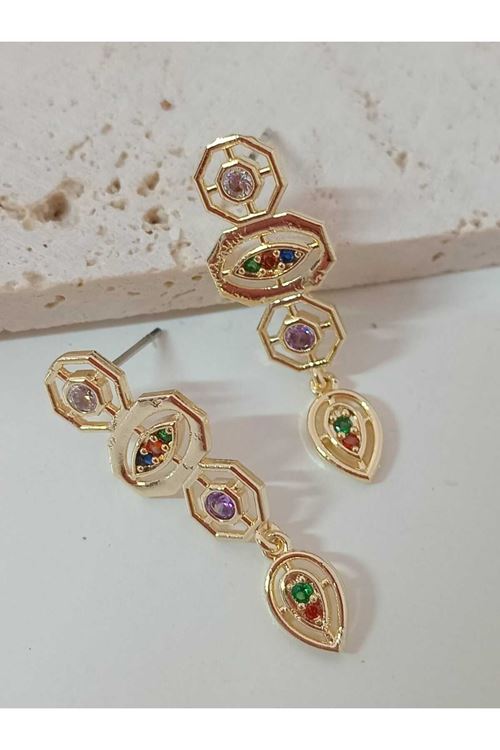 Gold Element Taşlı Hafif Küpe