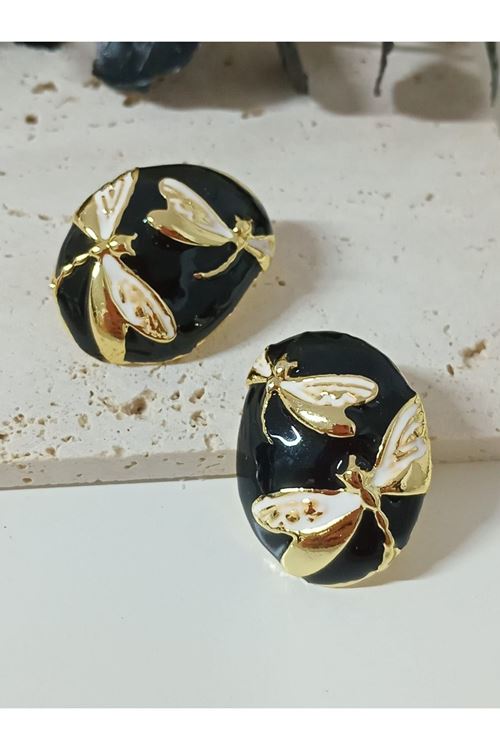 Siyah Gold Yusufçuk Şık Küpe