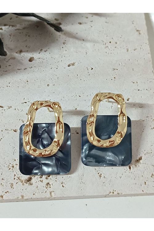 Gri Gold Hafif Şık Kadın Küpe