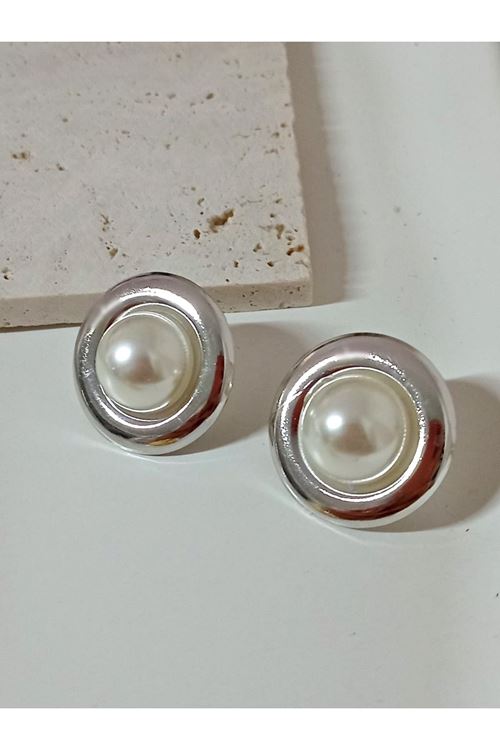 Gold İncili Düğme Kadın Küpe, Çok Hafif