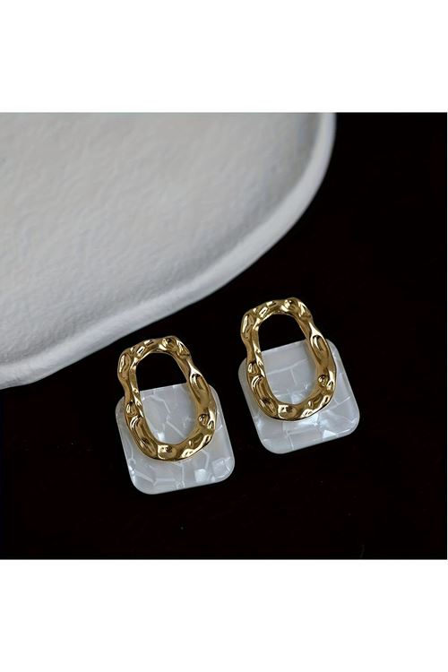 Beyaz Gold Hafif Şık Kadın Küpe
