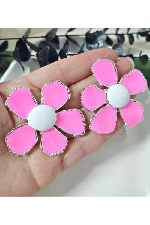 Pembe Büyük Papatya Küpe