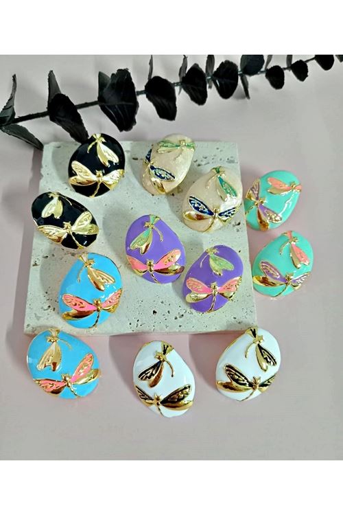 Mavi Gold Yusufçuk Şık Küpe