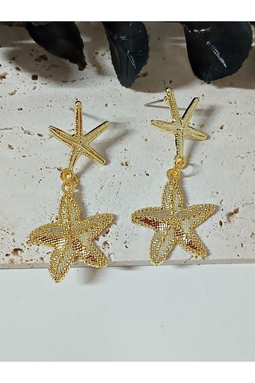 Gold Sallantılı Deniz Yıldızı Hafif Kadın Küpe