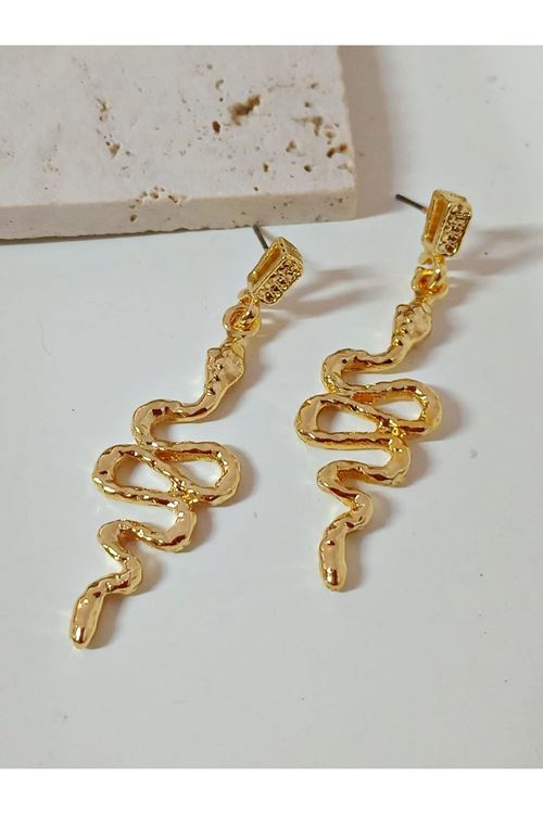 Gold Sallantılı Yılan Kadın Küpe
