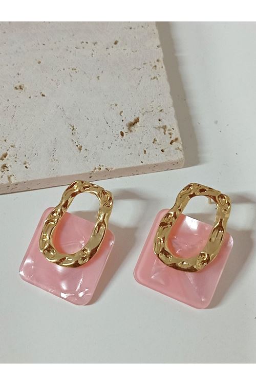 Pembe Gold Hafif Şık Kadın Küpe