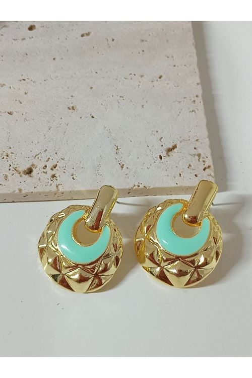 Mint Yeşili Mineli Şık Kadın Küpe