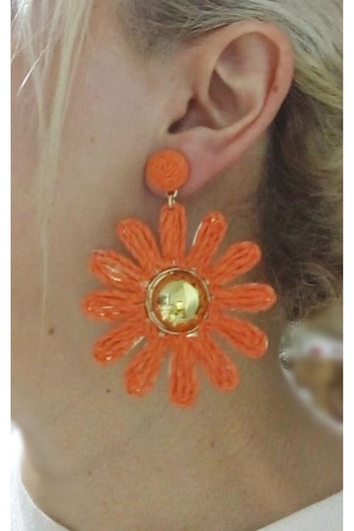 Sarı Hasır Gold Şık Küpe