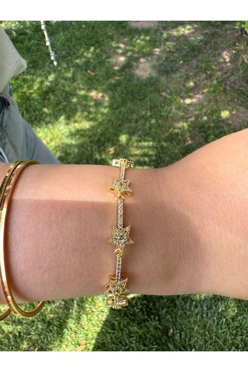 Gold Zirkon Taşlı Yıldız Bileklik Xuping