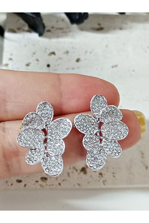 Gümüş Yapraklar Küçük Kadın Küpe