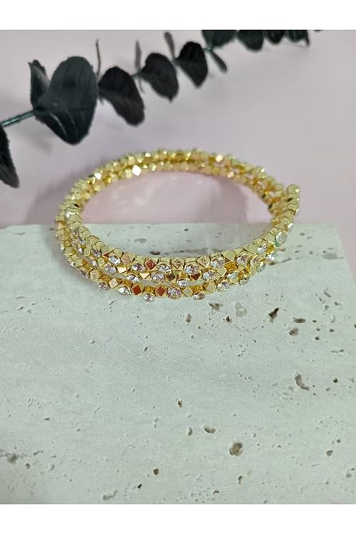 Gold Taşlı Dolamalı Kadın Bileklik