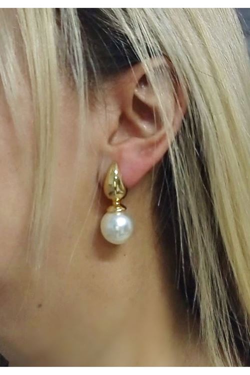 Gold İncili Hafif Şık Kadın Küpe
