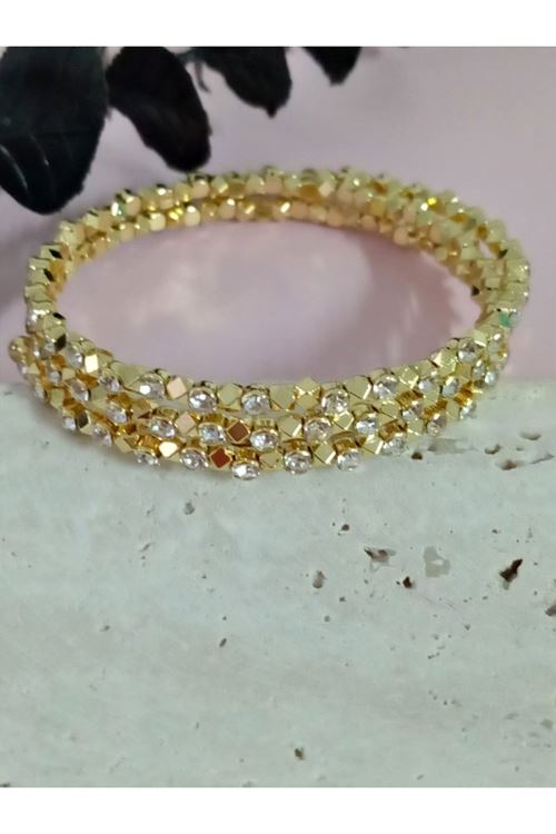 Gold Taşlı Dolamalı Kadın Bileklik