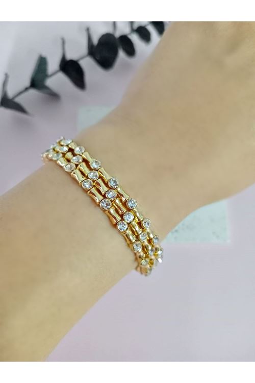 Gold Taşlı Dolamalı Kadın Bileklik