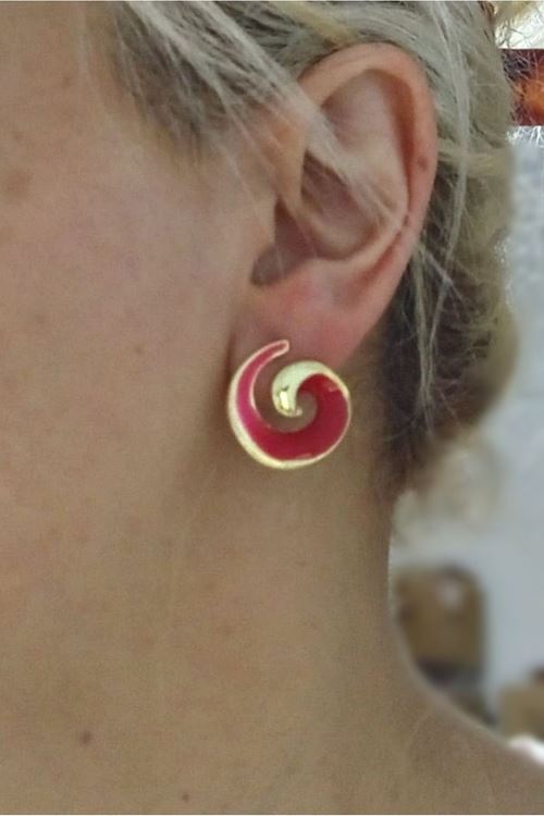 Bordo Gold Spiral Kadın Küpe