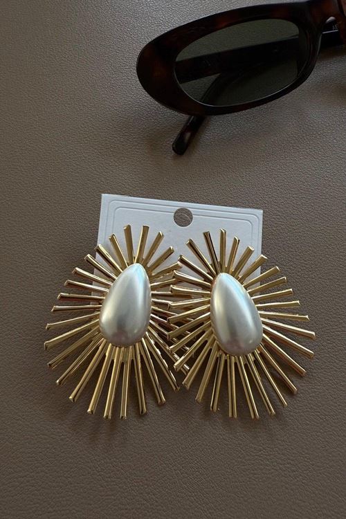 Gold İncili Güneş Kadın Küpe