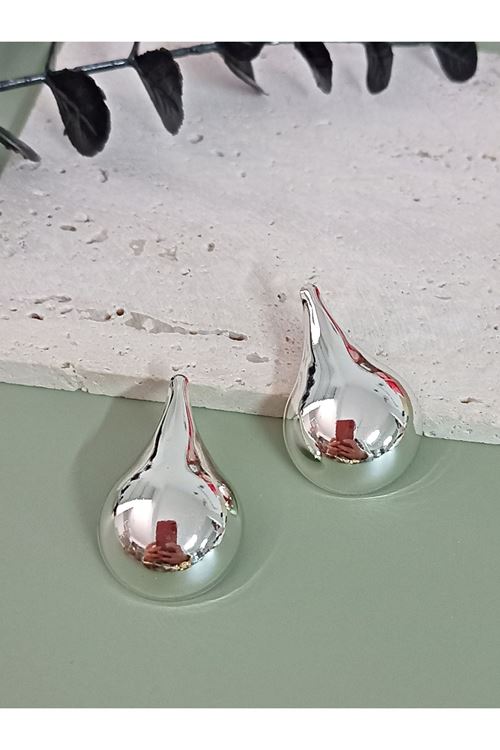 Gümüş Damla Büyük Hafif Kadın Küpe