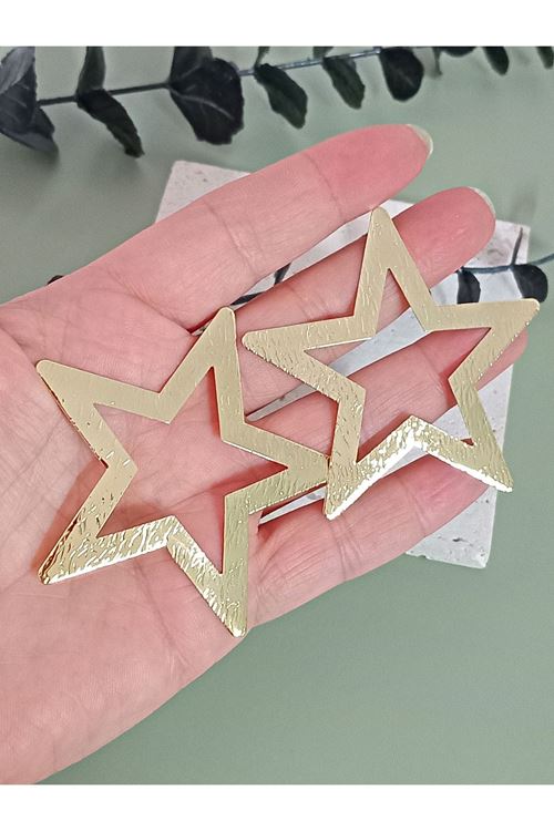 Gold Yıldız Büyük Hafif Kadın Küpe