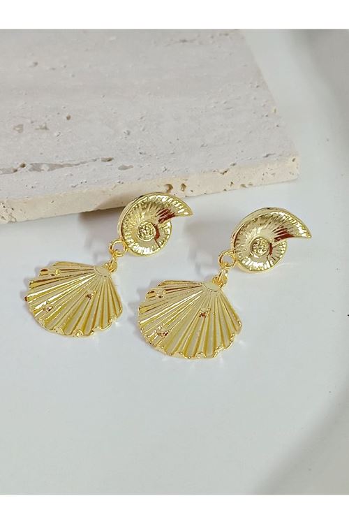 Gold Deniz Kabuğu Hafif Şık Küpe