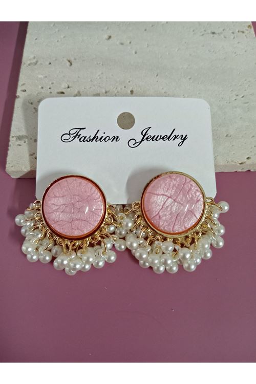 Pembe İncili Hafif Kadın Küpe
