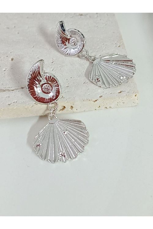 Gümüş Deniz Kabuğu Hafif Şık Küpe