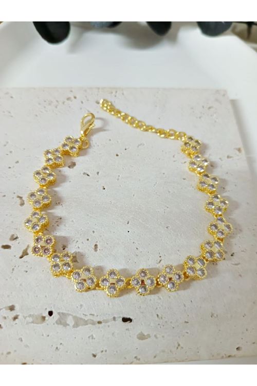 Gold Taşlı Çiçek Bileklik Xuping, Üst Kalite