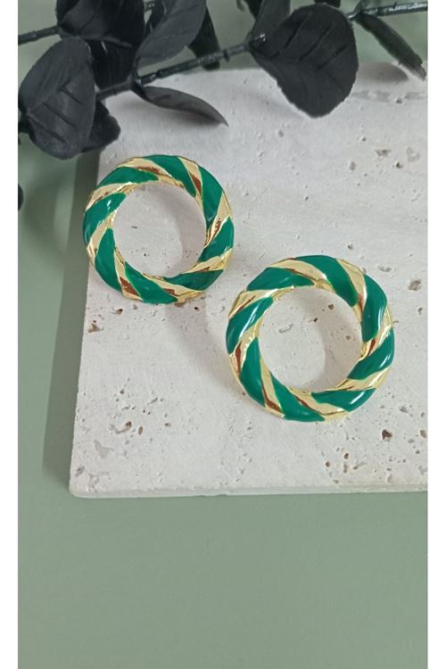 Yeşil Halka Hafif Şık Küpe Seti