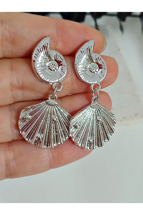 Gümüş Deniz Kabuğu Hafif Şık Küpe