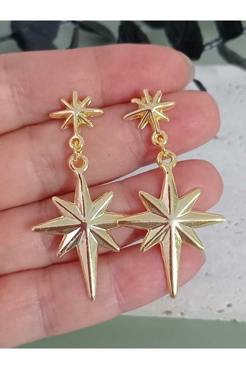 Gold Kuzey Yıldızı Kadın Küpe