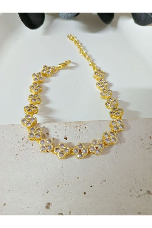 Gold Taşlı Çiçek Bileklik Xuping, Üst Kalite