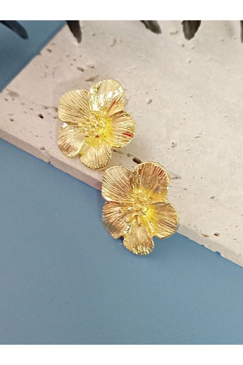 Gold Çiçek Kadın Küpe