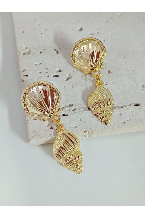 Gold Deniz Kabuğu Hafif Şık Küpe