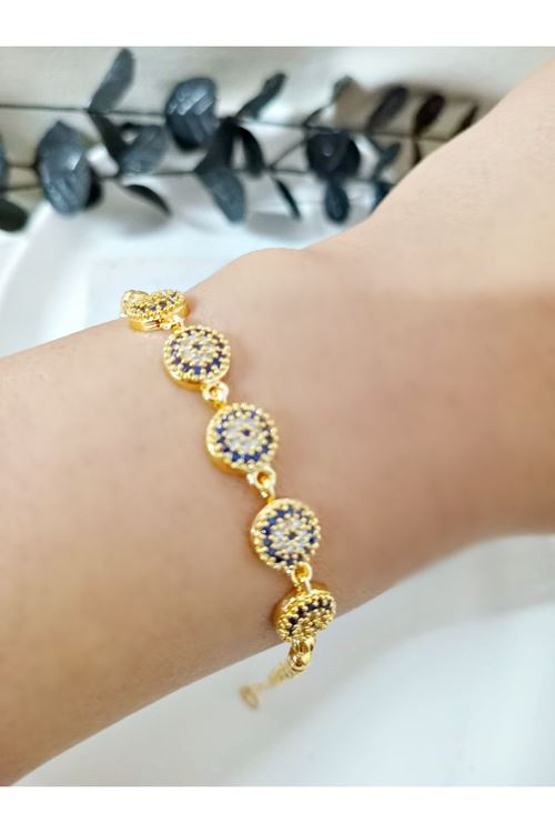 Çelik Gold Mavi Nazar Temalı Bileklik, Bilezık
