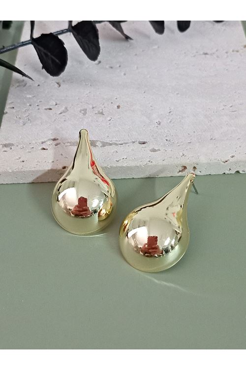Gold Damla Büyük Hafif Kadın Küpe