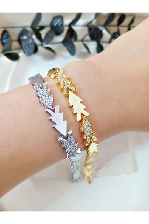 Çelik Gold Taşlı Şık Renk Atmaz Bileklik, Bilezık