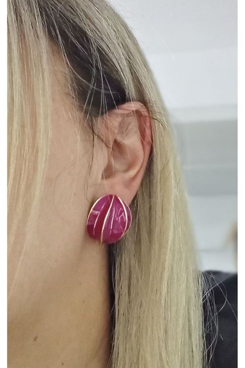 Mürdüm Mineli Top Kadın Küpe