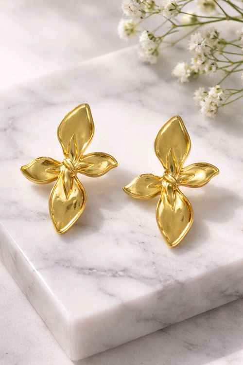Gold Çiçek Küpe