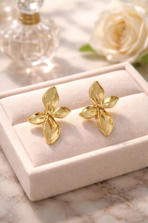 Gold Çiçek Küpe