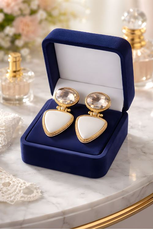 Gold İthal Ekru Küpe