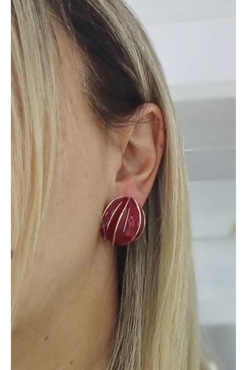 Bordo Mineli Top Kadın Küpe