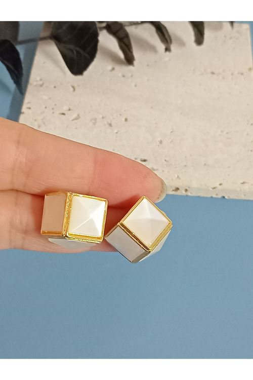 Gold Beyaz Küp Kadın Küpe