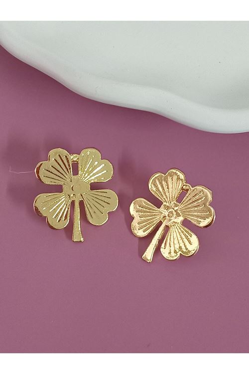 Gold Yonca Kadın Küpe