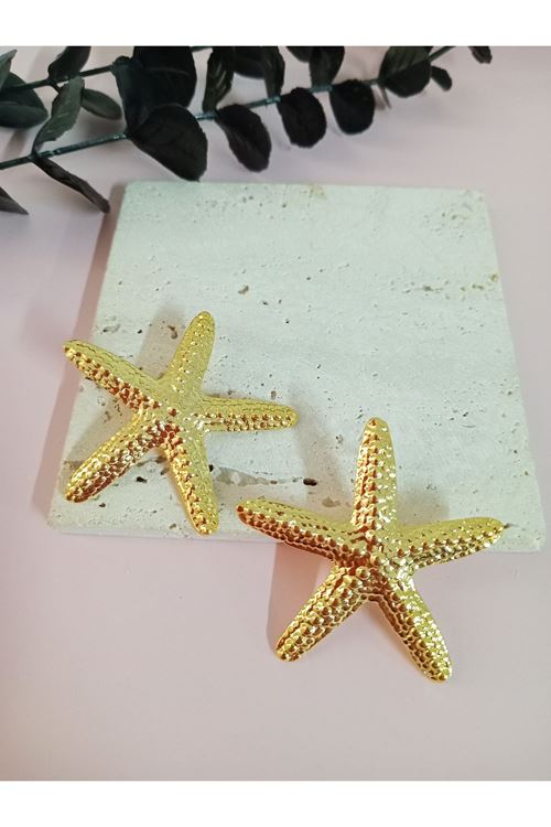 Gold Büyük Deniz Yıldızı Küpe
