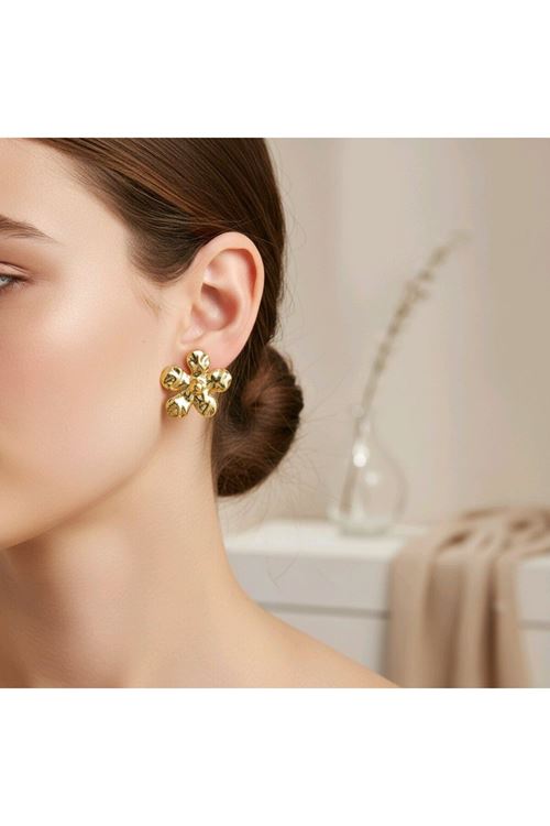 Gold Çiçek Küpe