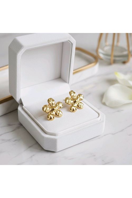 Gold Çiçek Küpe