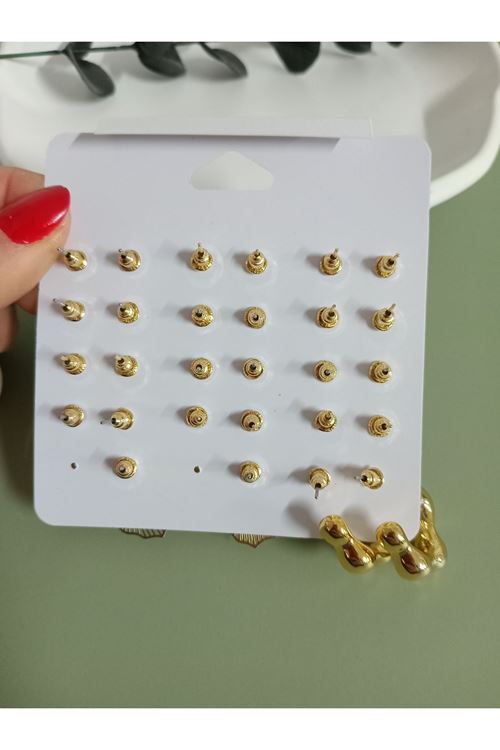 Gold 15 Set Küçük Küpe Seti